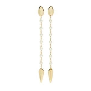 NEW Tory Burch Snake Linear Earrings 18K Gold Plated Faux Pearl Dangle Animal